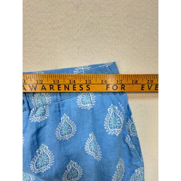 Vineyard Vines Women's Linen Shorts Drawstring Relaxed Fit Paisley Size M Blue - Picture 9 of 11